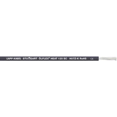 Černý kabel s nápisem 'Lapp Kabel Stuttgart Oelflex Heat XFS SC 1x12 0.6/1kV PÁR'.
