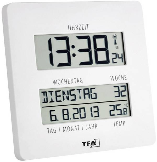 TFA Dostmann 60.4509.02 DCF nástěnné hodiny 2.7 cm x 19.5 cm x 19.5 cm , bílá