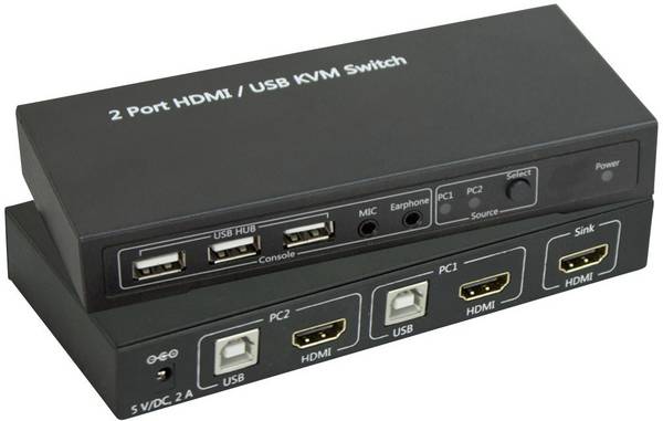 SpeaKa Professional  2 porty přepínač KVM HDMI USB 1920 x 1080 Pixel, 3840 x 2160 Pixel