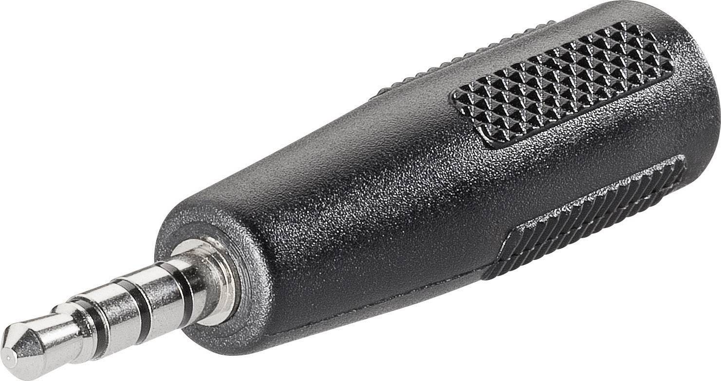 Černý audio adaptér s 3,5mm konektorem, vhodný pro připojení sluchátek nebo audio zařízení.