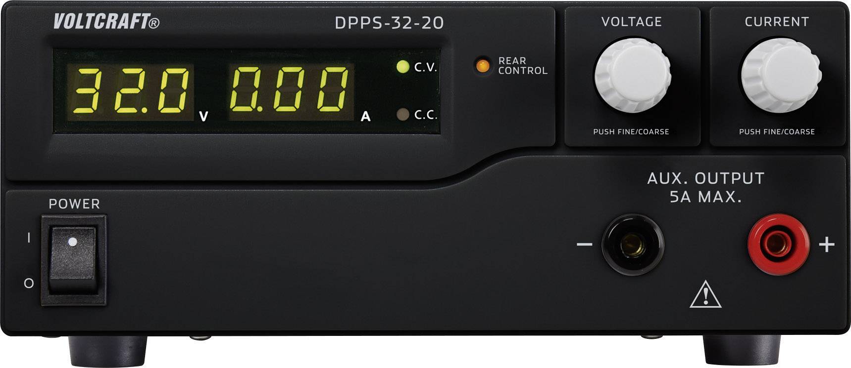 VOLTCRAFT DPPS-32-20 laboratorní zdroj s nastavitelným napětím, 1 - 32 V/DC, 0 - 20 A, 640 W, USB, lze programovat, výst