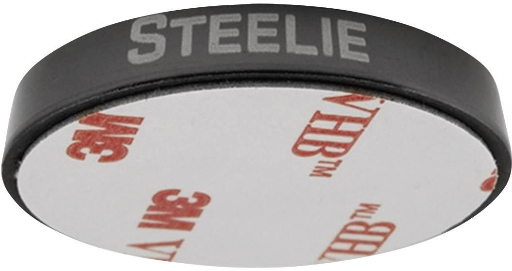 Kulatý magnetický díl na uchycení telefonu v autě s nápisem "STEELIE" vytištěným na povrchu.