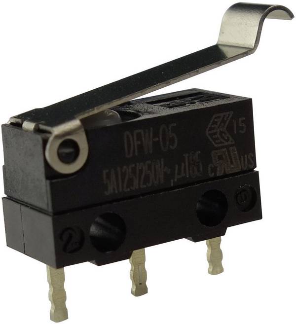Zippy DFW-05S-B02P0E-Z mikrospínač DFW-05S-B02P0E-Z 250 V/AC 5 A 1x zap/(zap) IP67 bez aretace 1 ks