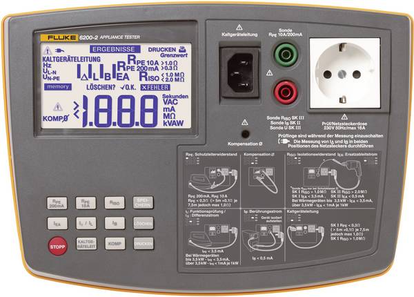 Fluke 6200-2 instalační tester, Kalibrováno dle (ISO), Norma VDE 0413, 4325034-ISO, EN a DE menu
