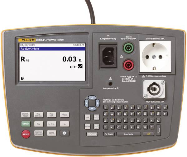 Fluke 6500-2 instalační tester, Norma VDE 0413, 4325041, EN a DE menu