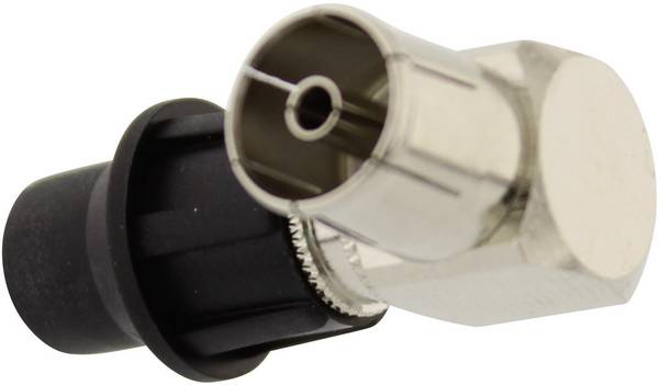 Telecom Security KIF 90° Úhlová spojka na koaxiální kabel  Připojení kabelu: IEC zásuvka  na koaxiální kabel Průměr lanka: 7 mm 1 ks