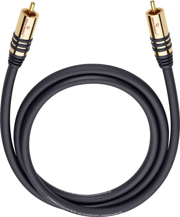 cinch audio kabel [1x cinch zástrčka - 1x cinch zástrčka] 8.00 m černá pozlacené kontakty Oehlbach NF Sub