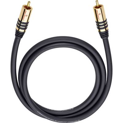 Černý audiokabel se zlatými RCA konektory na obou koncích, ideální pro připojení audio komponentů.