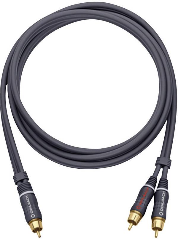 Oehlbach 23702 cinch audio Y kabel [2x cinch zástrčka - 1x cinch zástrčka] 2.00 m antracitová pozlacené kontakty