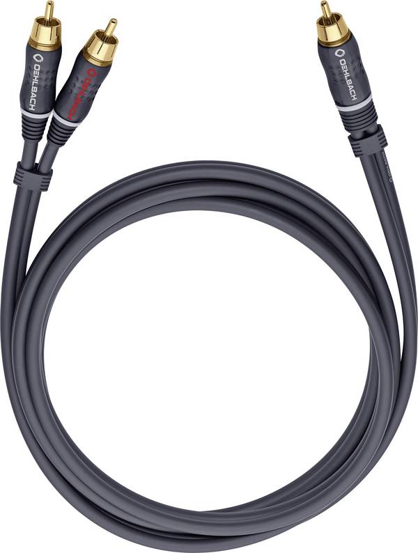 Oehlbach 23705 cinch audio Y kabel [2x cinch zástrčka - 1x cinch zástrčka] 5.00 m antracitová pozlacené kontakty