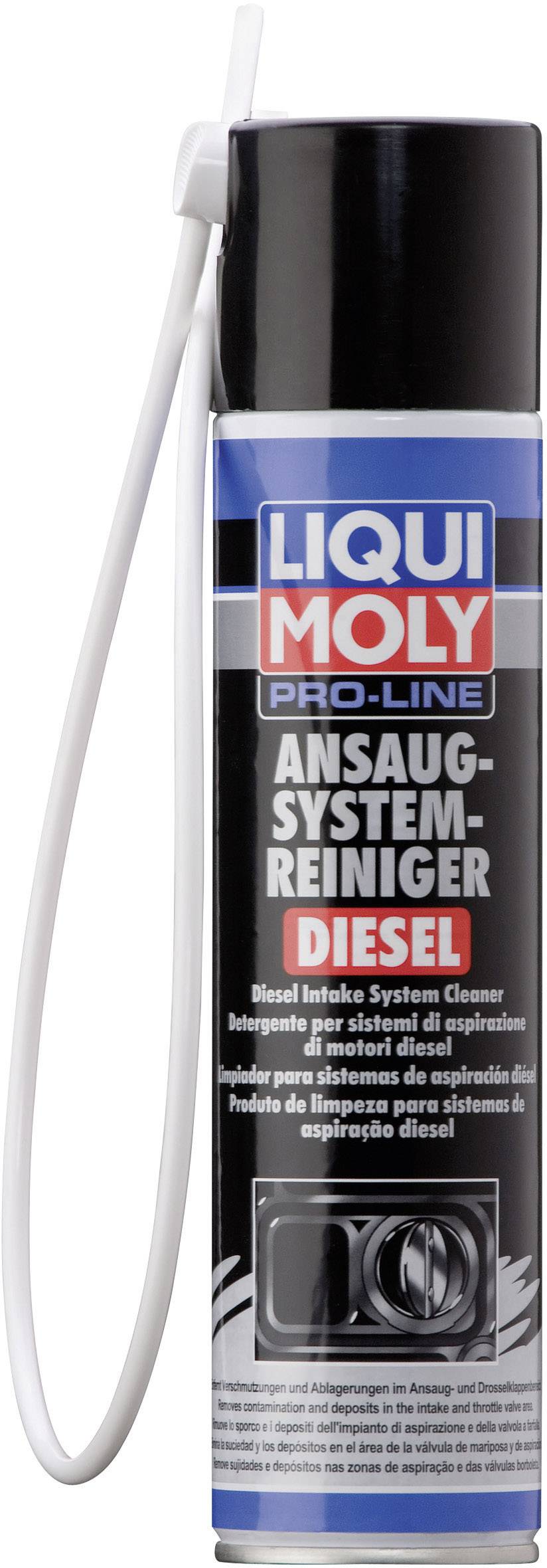 Dávka 'Liqui Moly Pro-Line čističe sacího systému' pro dieselové motory čistí sací systémy a pomáhá při údržbě vozidel.