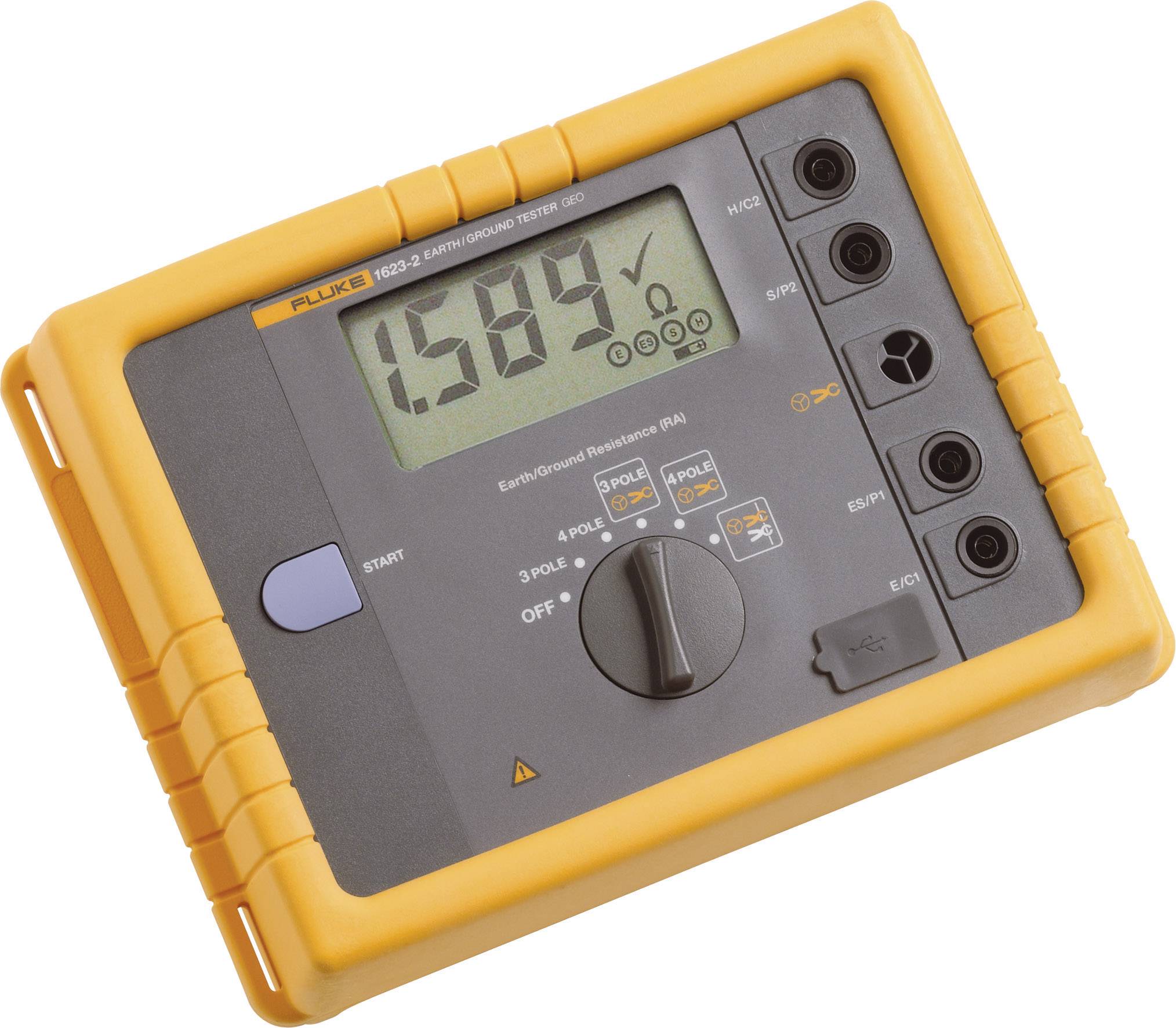 Elektromagnetický měřicí přístroj s digitálním displejem zobrazuje '1,589 V'. Ovládací prvky pro nastavení tří typů připojení.