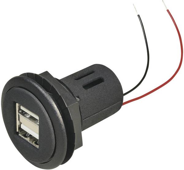 ProCar Vestavná dvojitá zásuvka USB Proudová zatížitelnost (max.)=5 A Vhodný pro USB A Zásuvka 12 V na 5 V, 24 V na 5 V
