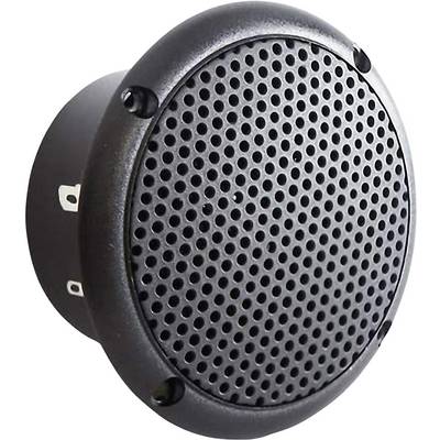 Černý reproduktor s kruhovým mřížováním na přední straně, vhodný pro audio výstup v technických zařízeních.