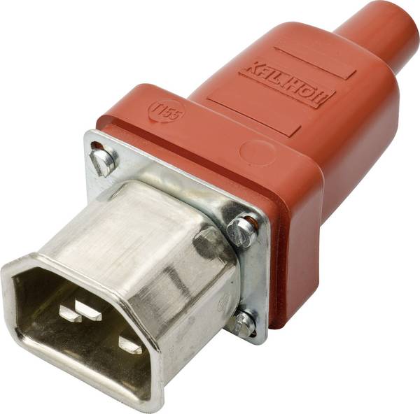 Kalthoff 444010 IEC konektor C15/C16 444 zástrčka, rovná Počet kontaktů: 2 + PE 16 A červená, kov 1 ks
