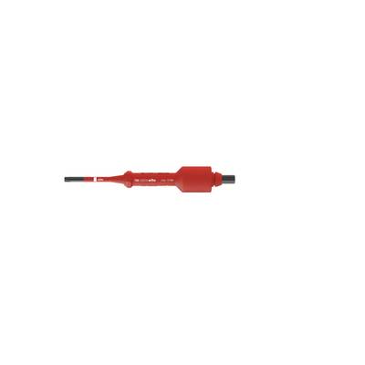 Červený izolovaný elektrický konektor pro elektrické aplikace, vhodný pro bezpečnou práci na živých částech.