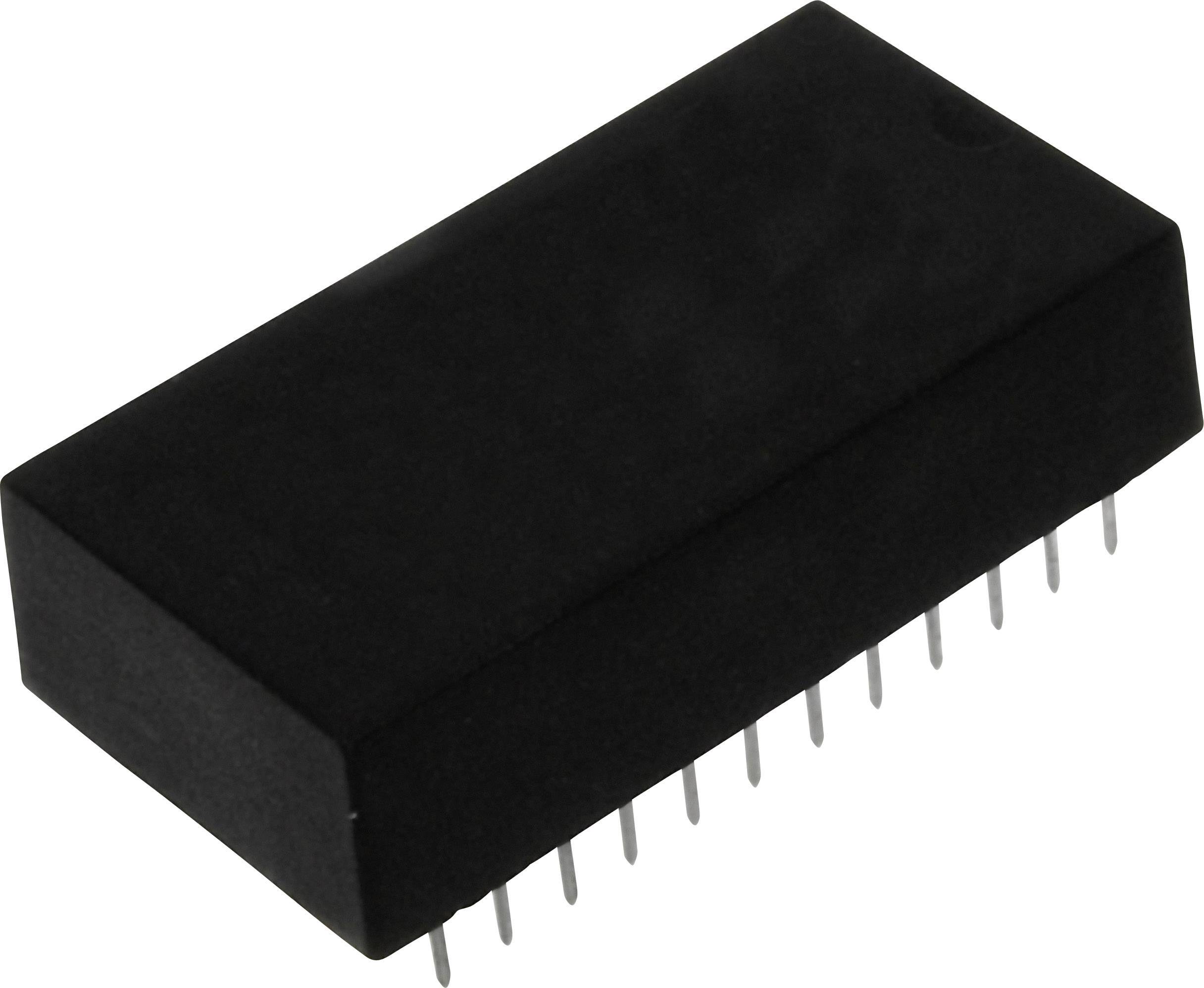 Černý elektronický čip s mnoha vstupy/výstupy na jedné straně, často používaný v elektronických zařízeních pro zpracování dat.