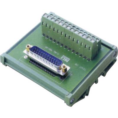 Elektronický modul se zelenou deskou plošných spojů a několika konektory a modrým konektorem uprostřed.