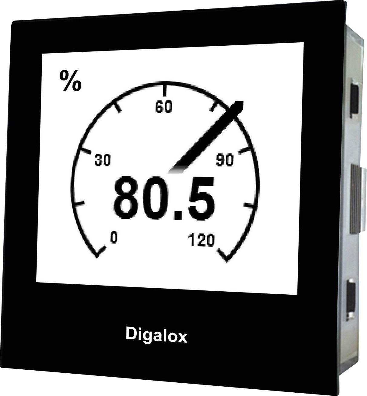 Digitální displej ukazuje 80,5 % na stupnici od 0 do 120.