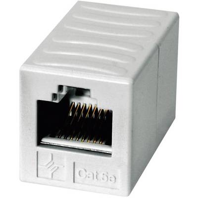 Ethernetový spojovací adaptér kategorie 5e, který propojuje síťové kabely.