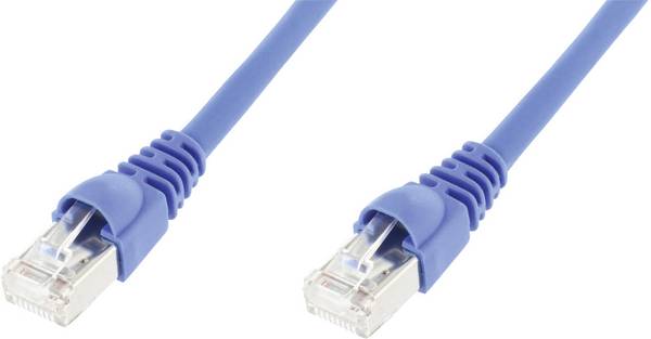 Telegärtner 100007976 RJ45 síťové kabely, propojovací kabely CAT 6A S/FTP 1.00 m modrá samozhášecí, s ochranou, samozhášecí, bez halogenů, UL certifikace 1 ks