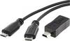 Renkforce USB kabel USB 2.0 USB Micro-B zástrčka, USB Mini-B zástrčka 0.15 m černá s funkcí OTG, SuperSoft opletení RF-3585876