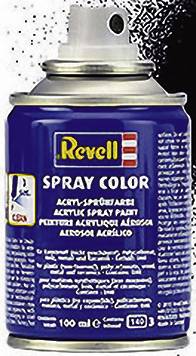 Sprej s akrylovou barvou značky 'Revell Spray Color'. Sprej je modrý s bílým textem a má objem 100 ml.