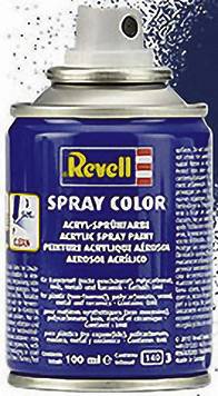 Modrý sprej s nápisem 'Revell Spray Color'. Obsahuje 100 ml akrylového laku pro modelářství.