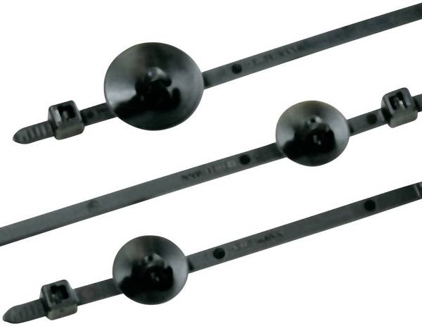 HellermannTyton 150-15493, T80RSFT, stahovací pásky, 4.60 mm, 190 mm, černá, s rozpěrnou kotvou a talířem, 1 ks