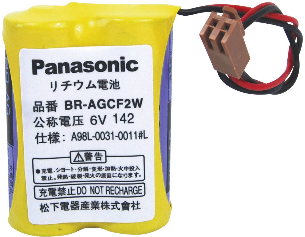 Lithium baterie Panasonic, model BR-AGCF2W, 6V, s výstražným upozorněním "Nabíjení zakázáno".