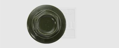 Zelená šestihranná matice pohledem shora na bílém pozadí.