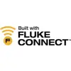 Přeloženo do češtiny:<br><br>„Vytvořeno s FLUKE CONNECT" černým písmem, vedle něj oranžový signální symbol s písmenem „F" uvnitř.