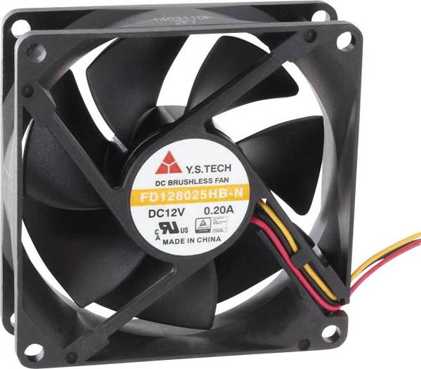 YS TECH FD128025HB-N(2F7) axiální ventilátor, 12 V/DC, 70.68 m³/h, (d x š x v) 80 x 80 x 25 mm, FD128025HB-N(2F7)