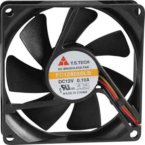 YS TECH FD128020LB(2F3) axiální ventilátor, 12 V/DC, 42.48 m³/h, (d x š x v) 80 x 80 x 20 mm, FD128020LB(2F3)