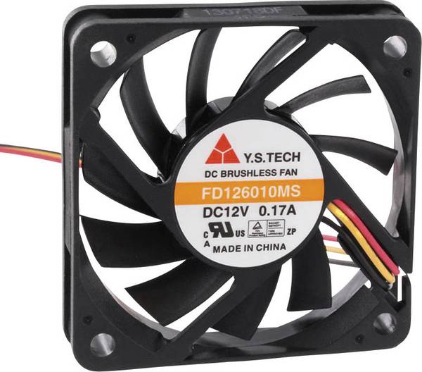 YS TECH FD126010MS(1F5) axiální ventilátor, 12 V/DC, 35.7 m³/h, (d x š x v) 60 x 60 x 10 mm, FD126010MS(1F5)