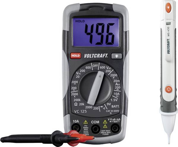 VOLTCRAFT DT-TEST-KIT 150 digitální multimetr, CAT III 600 V, Displej (counts): 2000