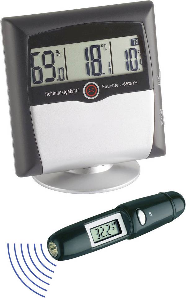 TFA Dostmann MS-10 vlhkoměr vzduchu (hygrometr), 1 % rF-99 % rF, sada hygrometer + infračervený teploměr
