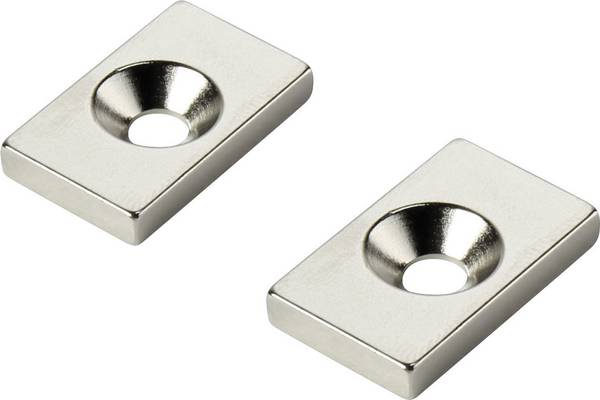 TRU COMPONENTS W20L12T3-M4 permanentní magnet hranatý (d x š x v) 20 x 12 x 3 mm N35 Max. pracovní teplota: 80 °C