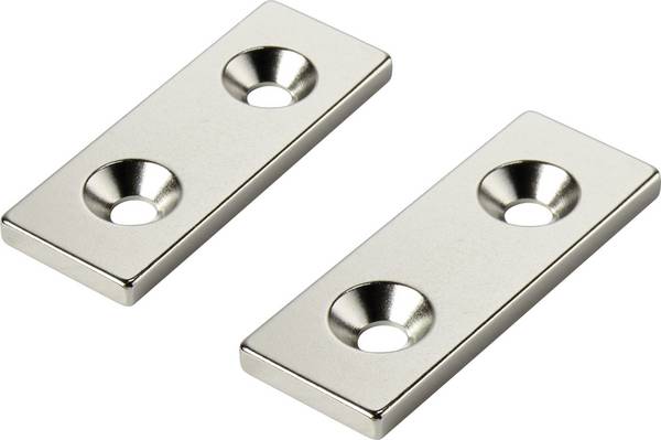 TRU COMPONENTS W40L15T3-2M4 permanentní magnet hranatý (d x š x v) 40 x 15 x 3 mm N35   Max. pracovní teplota: 80 °C