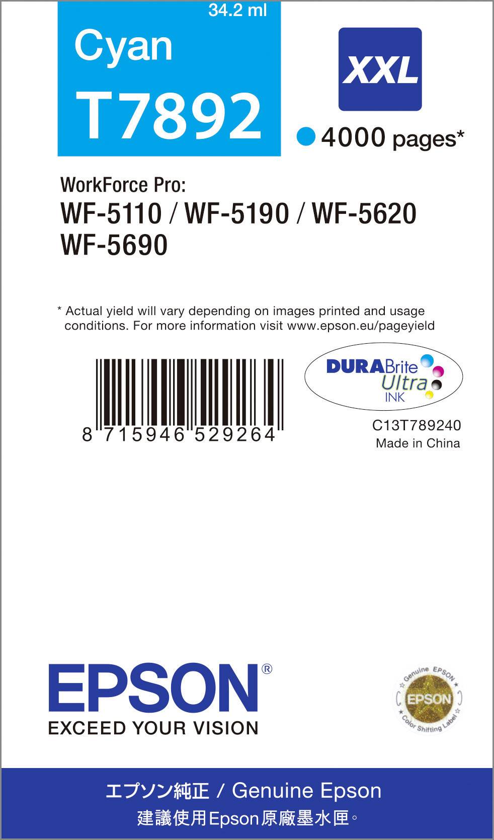 Epson Ink T7892 XXL originál azurová C13T789240