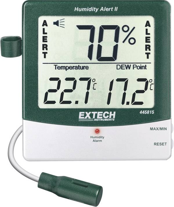 Extech 445815 vlhkoměr vzduchu (hygrometr), Kalibrováno dle (ISO), 10 % rF-99 % rF, detektor bodu tání/plísně