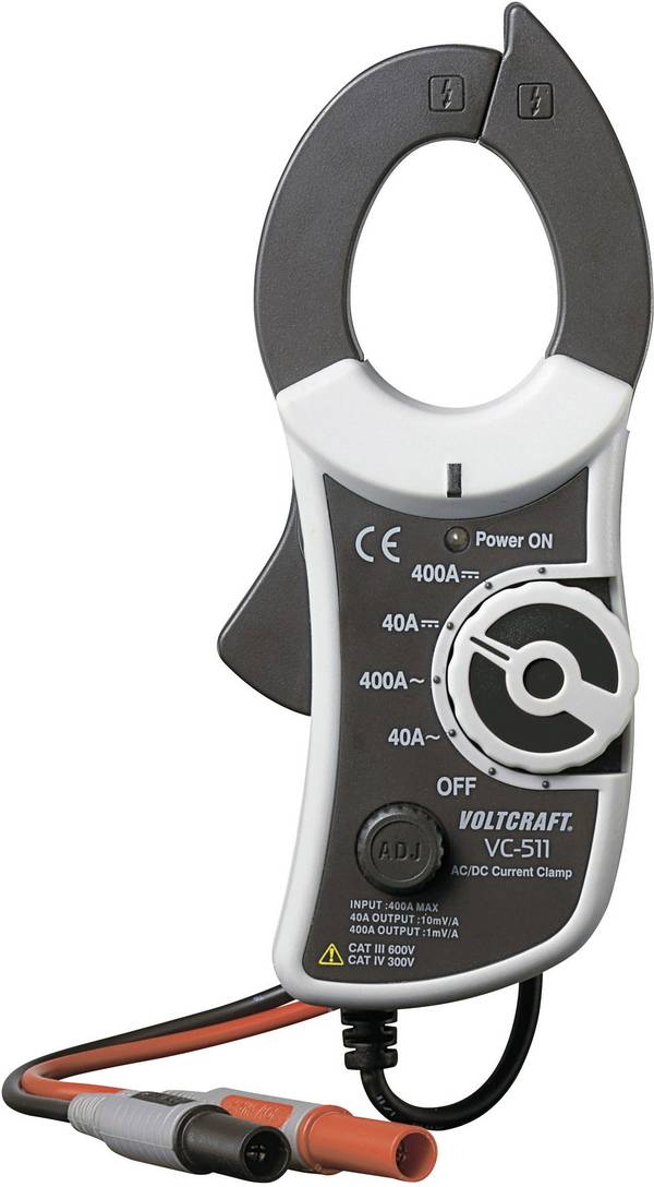 VOLTCRAFT VC-511 adaptér proudových kleští  Rozsah měření A/AC (rozsah): 0 - 400 A Rozsah měření A/DC (rozsah): 0 - 400 A