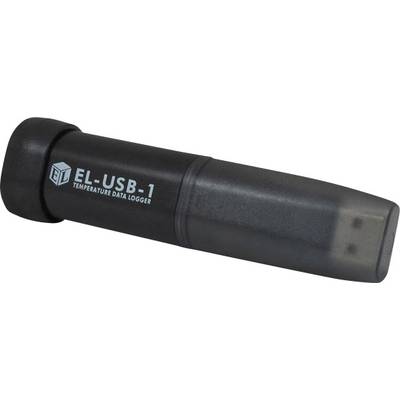 USB teplotní datalogger v černé barvě s nápisem 'EL-USB-1', určený pro záznam a ukládání teplotních dat.