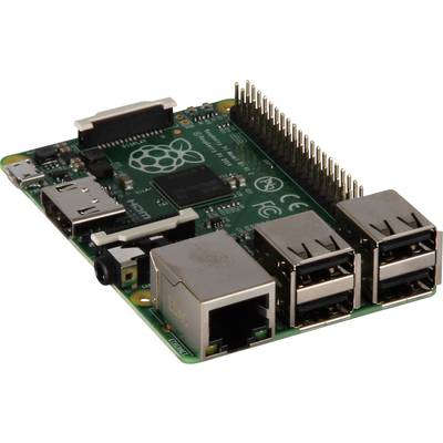 Malá počítačová deska známá jako Raspberry Pi s USB a ethernetovými porty, slotem na SD kartu a GPIO piny pro kutilské projekty.