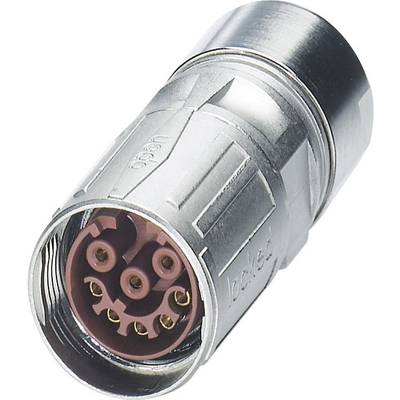 Stříbrný elektronický konektor s několika zlatými kontakty, vhodný pro průmyslové nebo technické aplikace.