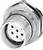 Stříbrný kovový konektor s několika kolmo uspořádanými kolíky, používaný pro průmyslové zapojení a elektronické připojení.