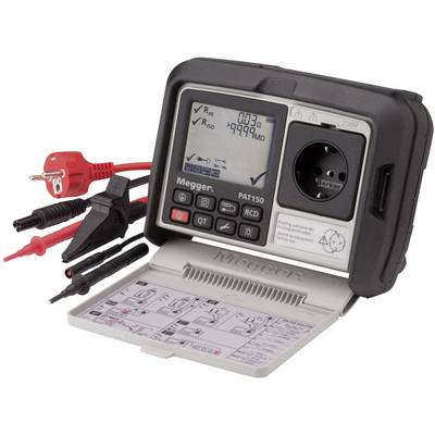 Přenosný měřicí přístroj pro měření elektrických odporů, vybavený různými kabely a konektory pro elektrickou analýzu.