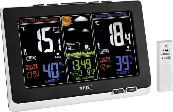 TFA Dostmann Spring 35.1129.01 digitální bezdrátová meteostanice Předpověď pro 6 až 12 hodin Počet senzorů (max.) 1