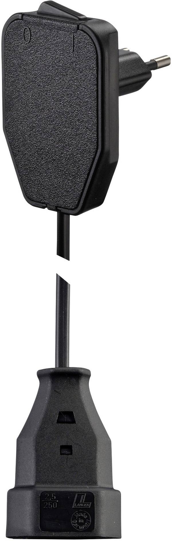NVB 104576 napájecí prodlužovací kabel, černá, 0.80 m, s přepínačem