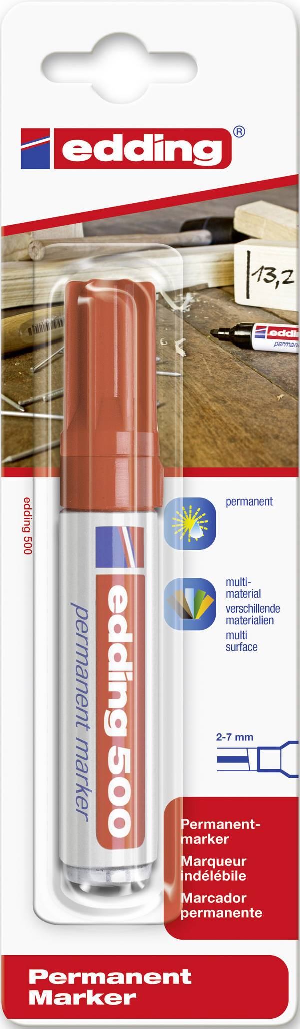 Edding edding 500 4-500002 permanentní popisovač  červená Vodotěsné: Ano